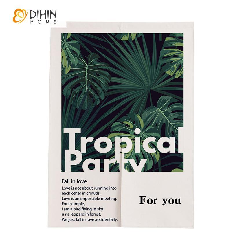 DIHIN HOME Tropical Party Printed Japanese Noren Doorway Curtain Tapestry,Cotton Linen,Door Way Curtain Door Hanging Tapestry,33.5''Wx59''L,1 Panel Roman Shades Window Curtains Curtains Window Blinds Curtains Drapes linen drapery curtains and drapes windows drapes custom curtains blackout curtains curtains for living room window shades sheer curtains curtain fabric window treatments custom drapery