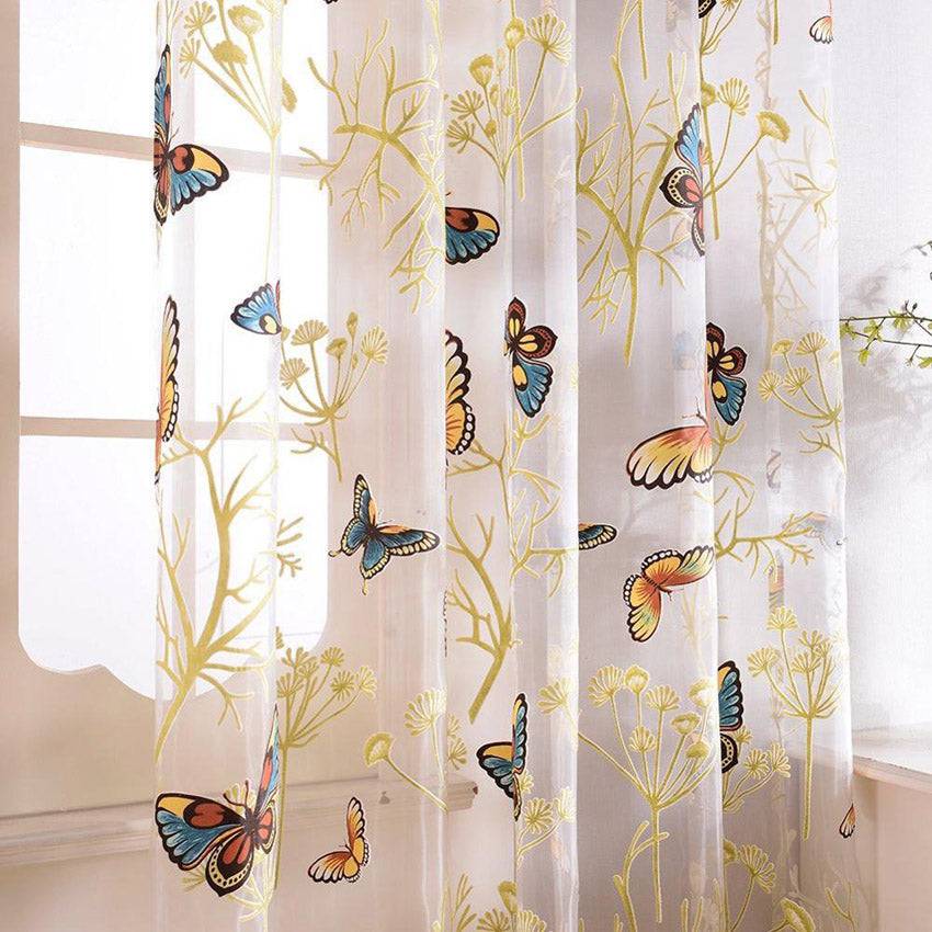 DIHIN HOME Tropical Pastoral Butterfly Printed Sheer Curtains,Grommet Window Curtain for Living Room ,52x63-inch,1 Panel Roman Shades Curtains Window Blinds custom curtains blackout curtains curtains for living room sheer curtains curtain fabric linen curtains kitchen curtains velvet curtains pinch pleat curtains bay window curtains outdoor curtains pleated curtains floral curtains dining room curtains kitchen valances drapes for bedroom patio curtains nursery curtains grommet curtains