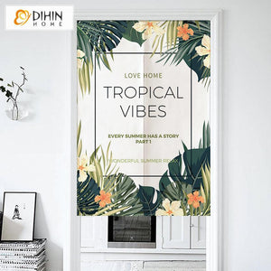 DIHIN HOME Tropical Vibes Printed Japanese Noren Doorway Curtain Tapestry,Cotton Linen,Door Way Curtain Door Hanging Tapestry,33.5''Wx59''L,1 Panel Roman Shades Window Curtains Curtains Window Blinds Curtains Drapes linen drapery curtains and drapes windows drapes custom curtains blackout curtains curtains for living room window shades sheer curtains curtain fabric window treatments custom drapery