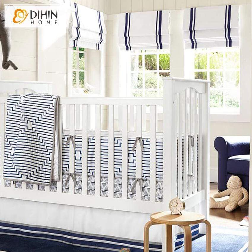 DIHIN HOME Two Blue Stripes Edge Printed Roman Shades ,Easy Install Washable Curtains ,Customized Window Curtain Drape, 24"W X 64" Roman Shades Curtains Window Blinds custom curtains blackout curtains curtains for living room sheer curtains curtain fabric linen curtains kitchen curtains velvet curtains pinch pleat curtains bay window curtains outdoor curtains pleated curtains floral curtains dining room curtains kitchen valances drapes for bedroom patio curtains nursery curtains grommet curtains