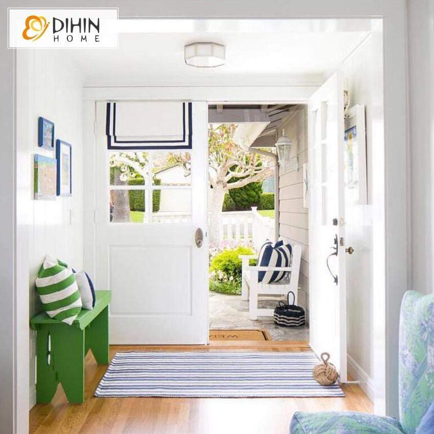 DIHIN HOME Two Blue Stripes Printed Roman Shades ,Easy Install Washable Curtains ,Customized Window Curtain Drape, 24"W X 64" Roman Shades Curtains Window Blinds custom curtains blackout curtains curtains for living room sheer curtains curtain fabric linen curtains kitchen curtains velvet curtains pinch pleat curtains bay window curtains outdoor curtains pleated curtains floral curtains dining room curtains kitchen valances drapes for bedroom patio curtains nursery curtains grommet curtains