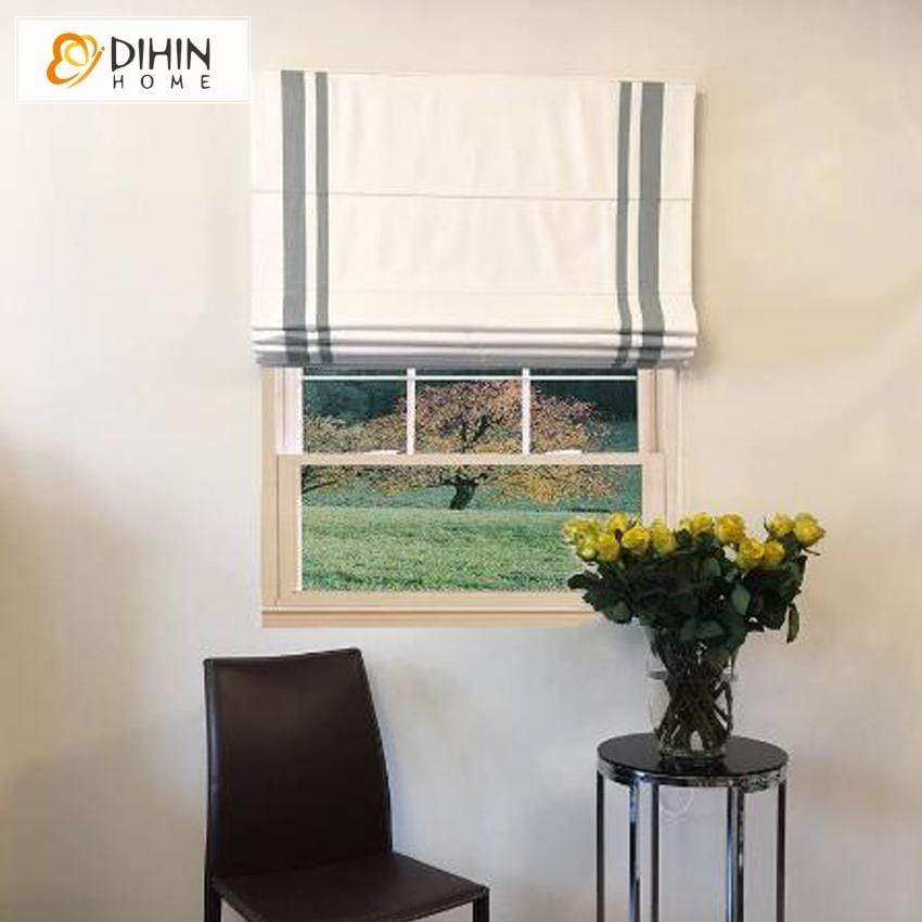 DIHIN HOME Two Grey Stripes Edge Printed Roman Shades,Easy Install Washable Curtains ,Customized Window Curtain Drape, 24"W X 64" Roman Shades Curtains Window Blinds custom curtains blackout curtains curtains for living room sheer curtains curtain fabric linen curtains kitchen curtains velvet curtains pinch pleat curtains bay window curtains outdoor curtains pleated curtains floral curtains dining room curtains kitchen valances drapes for bedroom patio curtains nursery curtains grommet curtains