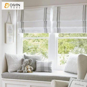 DIHIN HOME Two Grey Stripes Printed Roman Shades ,Easy Install Washable Curtains ,Customized Window Curtain Drape, 24"W X 64" Roman Shades Curtains Window Blinds custom curtains blackout curtains curtains for living room sheer curtains curtain fabric linen curtains kitchen curtains velvet curtains pinch pleat curtains bay window curtains outdoor curtains pleated curtains floral curtains dining room curtains kitchen valances drapes for bedroom patio curtains nursery curtains grommet curtains