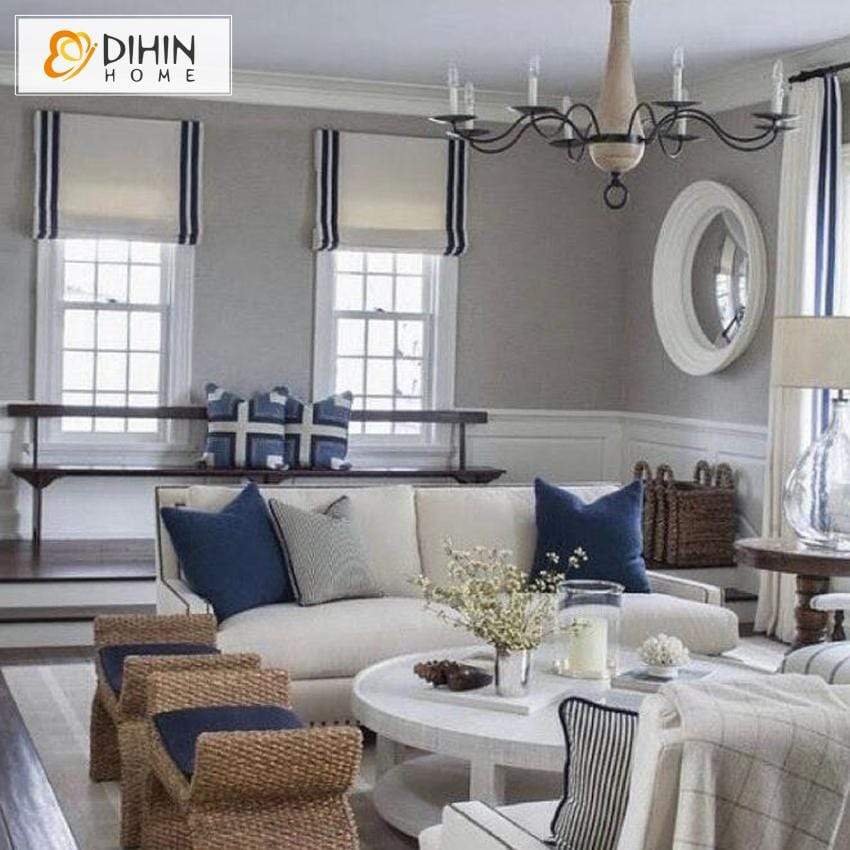 DIHIN HOME Two Stripes Edge Printed Roman Shades ,Easy Install Washable Curtains ,Customized Window Curtain Drape, 24"W X 64"H Roman Shades Curtains Window Blinds custom curtains blackout curtains curtains for living room sheer curtains curtain fabric linen curtains kitchen curtains velvet curtains pinch pleat curtains bay window curtains outdoor curtains pleated curtains floral curtains dining room curtains kitchen valances drapes for bedroom patio curtains nursery curtains grommet curtains