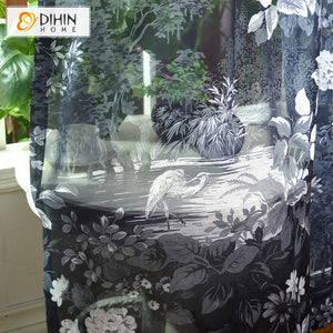DIHIN HOME Vintage Ink Flowers and Birds Printed Sheer Curtain, Grommet Window Curtain for Living Room ,52x63-inch,1 Panelriped Roman Shades Curtains Window Blinds custom curtains blackout curtains curtains for living room sheer curtains curtain fabric linen curtains kitchen curtains velvet curtains pinch pleat curtains bay window curtains outdoor curtains pleated curtains floral curtains dining room curtains kitchen valances drapes for bedroom patio curtains nursery curtains grommet curtains