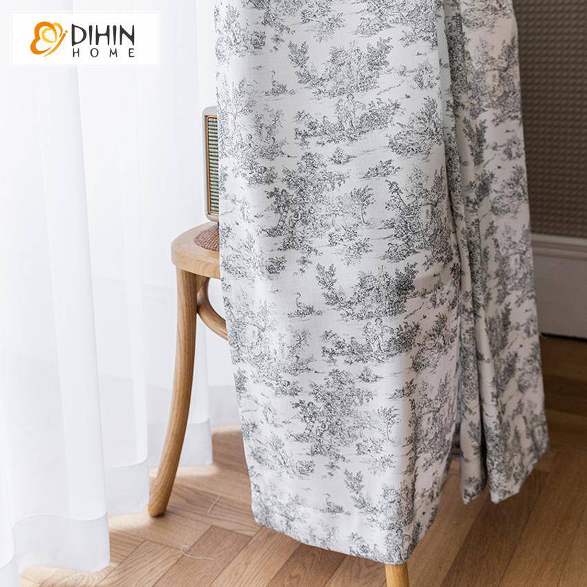 DIHIN HOME Vintage Ink Landscape Printed,Blackout Grommet Window Curtain for Living Room ,52x63-inch,1 Panel Roman Shades Curtains Window Blinds custom curtains blackout curtains curtains for living room sheer curtains curtain fabric linen curtains kitchen curtains velvet curtains pinch pleat curtains bay window curtains outdoor curtains pleated curtains floral curtains dining room curtains kitchen valances drapes for bedroom patio curtains nursery curtains grommet curtains