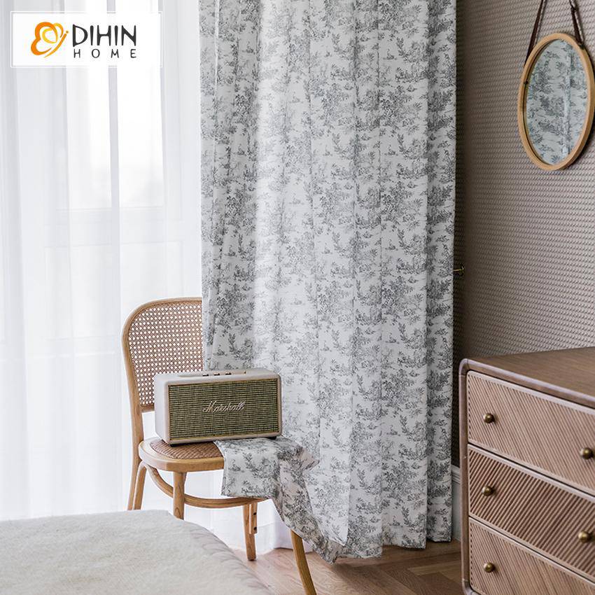 DIHIN HOME Vintage Ink Landscape Printed,Blackout Grommet Window Curtain for Living Room ,52x63-inch,1 Panel Roman Shades Curtains Window Blinds custom curtains blackout curtains curtains for living room sheer curtains curtain fabric linen curtains kitchen curtains velvet curtains pinch pleat curtains bay window curtains outdoor curtains pleated curtains floral curtains dining room curtains kitchen valances drapes for bedroom patio curtains nursery curtains grommet curtains