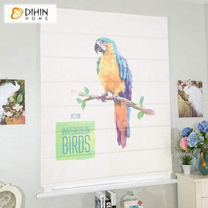DIHIN HOME Watercolor Bird Printed Roman Shades,Easy Install Washable Curtains ,Customized Window Curtain Drape, 24"W X 64" Roman Shades Curtains Window Blinds custom curtains blackout curtains curtains for living room sheer curtains curtain fabric linen curtains kitchen curtains velvet curtains pinch pleat curtains bay window curtains outdoor curtains pleated curtains floral curtains dining room curtains kitchen valances drapes for bedroom patio curtains nursery curtains grommet curtains