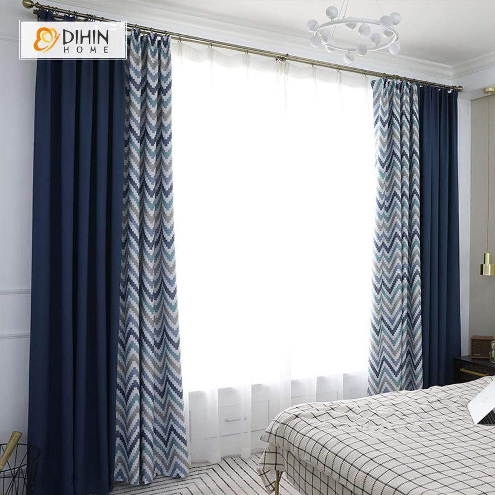DIHIN HOME Wavy Stripes Printed ,Blackout Grommet Window Curtain for Living Room ,52x63-inch,1 Panel Roman Shades Curtains Window Blinds custom curtains blackout curtains curtains for living room sheer curtains curtain fabric linen curtains kitchen curtains velvet curtains pinch pleat curtains bay window curtains outdoor curtains pleated curtains floral curtains dining room curtains kitchen valances drapes for bedroom patio curtains nursery curtains grommet curtains