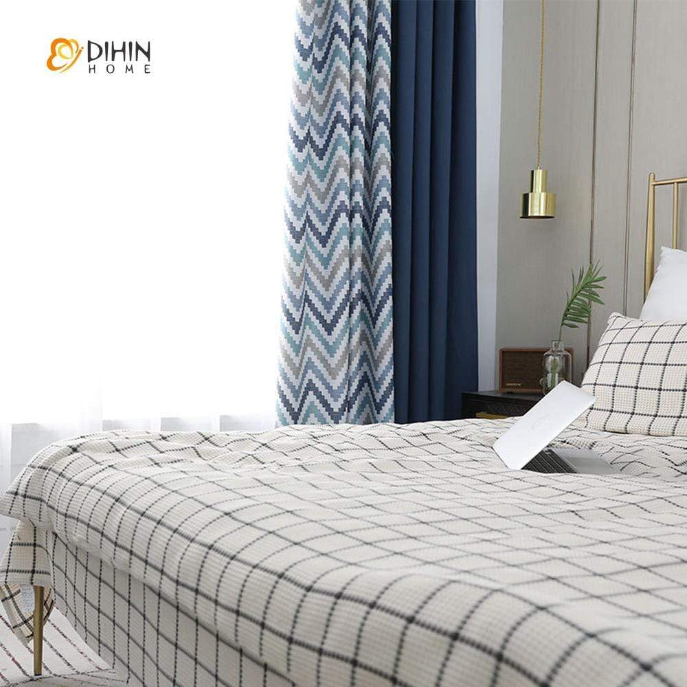 DIHIN HOME Wavy Stripes Printed ,Blackout Grommet Window Curtain for Living Room ,52x63-inch,1 Panel Roman Shades Curtains Window Blinds custom curtains blackout curtains curtains for living room sheer curtains curtain fabric linen curtains kitchen curtains velvet curtains pinch pleat curtains bay window curtains outdoor curtains pleated curtains floral curtains dining room curtains kitchen valances drapes for bedroom patio curtains nursery curtains grommet curtains