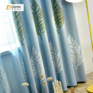 DIHIN HOME White and Green Leaves Printed，Blackout Grommet Window Curtain for Living Room ,52x63-inch,1 Panel Roman Shades Curtains Window Blinds custom curtains blackout curtains curtains for living room sheer curtains curtain fabric linen curtains kitchen curtains velvet curtains pinch pleat curtains bay window curtains outdoor curtains pleated curtains floral curtains dining room curtains kitchen valances drapes for bedroom patio curtains nursery curtains grommet curtains