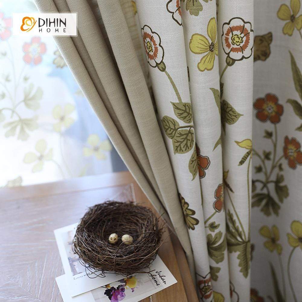 DIHIN HOME White and Red Flowers Printed，Blackout Grommet Window Curtain for Living Room ,52x63-inch,1 Panel Roman Shades Curtains Window Blinds custom curtains blackout curtains curtains for living room sheer curtains curtain fabric linen curtains kitchen curtains velvet curtains pinch pleat curtains bay window curtains outdoor curtains pleated curtains floral curtains dining room curtains kitchen valances drapes for bedroom patio curtains nursery curtains grommet curtains