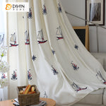 DIHIN HOME White Color Cartoon Boat Embroidered,Blackout Grommet Window Curtain for Living Room ,52x63-inch,1 Panel Roman Shades Curtains Window Blinds custom curtains blackout curtains curtains for living room sheer curtains curtain fabric linen curtains kitchen curtains velvet curtains pinch pleat curtains bay window curtains outdoor curtains pleated curtains floral curtains dining room curtains kitchen valances drapes for bedroom patio curtains nursery curtains grommet curtains