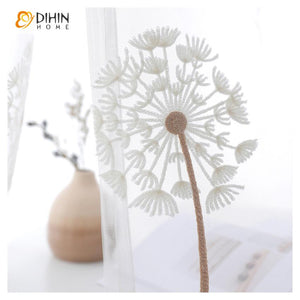 DIHIN HOME White Dandelion Embroidered,Sheer Curtain,Grommet Window Curtain for Living Room ,52x63-inch,1 Panel Roman Shades Curtains Window Blinds custom curtains blackout curtains curtains for living room sheer curtains curtain fabric linen curtains kitchen curtains velvet curtains pinch pleat curtains bay window curtains outdoor curtains pleated curtains floral curtains dining room curtains kitchen valances drapes for bedroom patio curtains nursery curtains grommet curtains