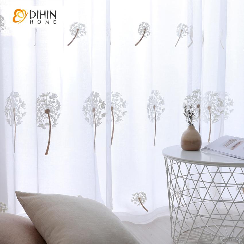 DIHIN HOME White Dandelion Embroidered,Sheer Curtain,Grommet Window Curtain for Living Room ,52x63-inch,1 Panel Roman Shades Curtains Window Blinds custom curtains blackout curtains curtains for living room sheer curtains curtain fabric linen curtains kitchen curtains velvet curtains pinch pleat curtains bay window curtains outdoor curtains pleated curtains floral curtains dining room curtains kitchen valances drapes for bedroom patio curtains nursery curtains grommet curtains