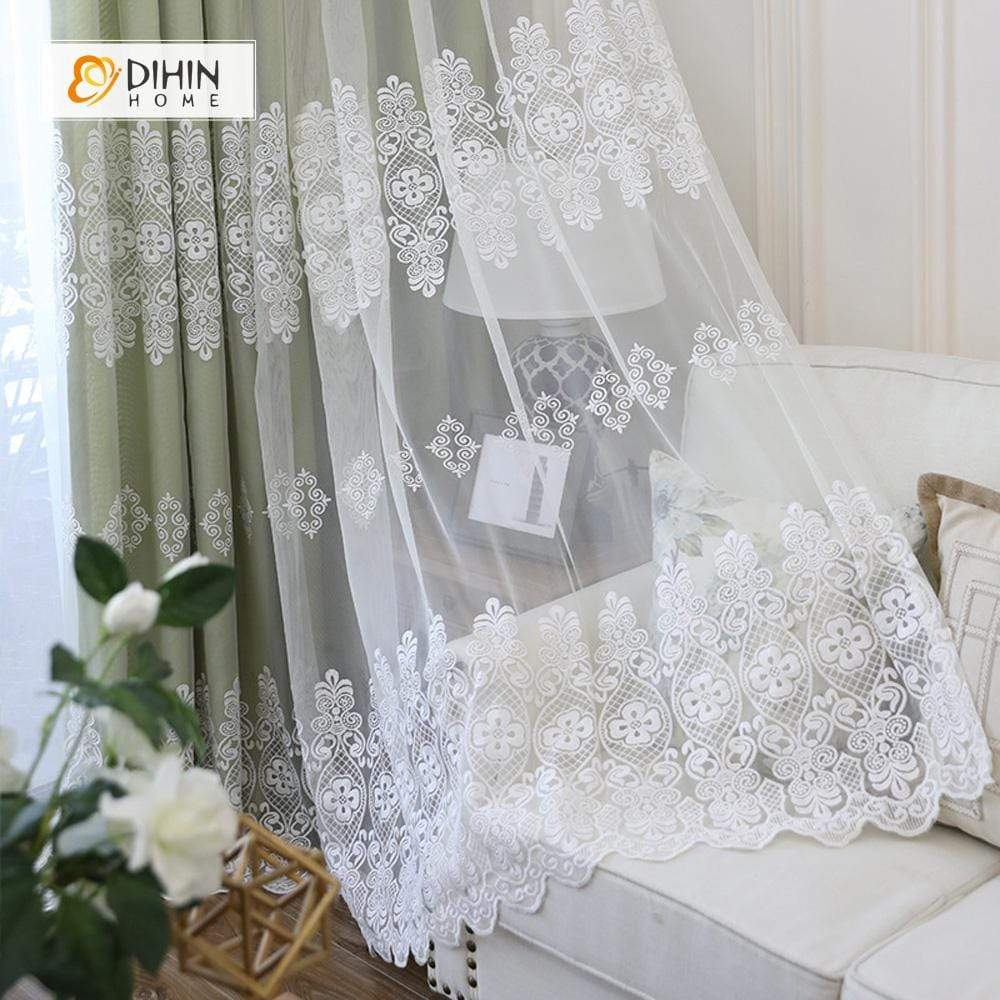 DIHIN HOME White Decorative Pattern Embroidered ,Sheer Curtain,Blackout Grommet Window Curtain for Living Room ,52x63-inch,1 Panel Roman Shades Curtains Window Blinds custom curtains blackout curtains curtains for living room sheer curtains curtain fabric linen curtains kitchen curtains velvet curtains pinch pleat curtains bay window curtains outdoor curtains pleated curtains floral curtains dining room curtains kitchen valances drapes for bedroom patio curtains nursery curtains grommet curtains
