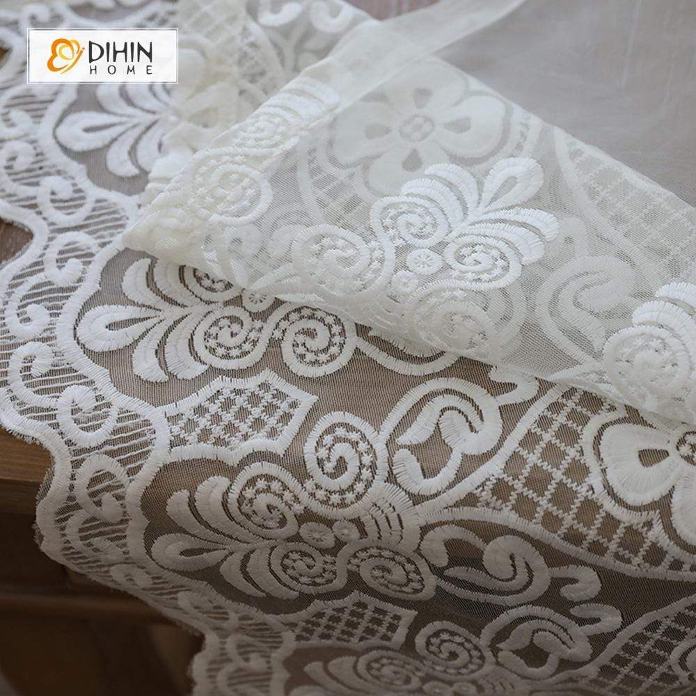 DIHIN HOME White Decorative Pattern Embroidered ,Sheer Curtain,Blackout Grommet Window Curtain for Living Room ,52x63-inch,1 Panel Roman Shades Curtains Window Blinds custom curtains blackout curtains curtains for living room sheer curtains curtain fabric linen curtains kitchen curtains velvet curtains pinch pleat curtains bay window curtains outdoor curtains pleated curtains floral curtains dining room curtains kitchen valances drapes for bedroom patio curtains nursery curtains grommet curtains