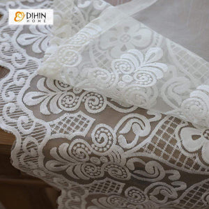 DIHIN HOME White Decorative Pattern Embroidered ,Sheer Curtain,Blackout Grommet Window Curtain for Living Room ,52x63-inch,1 Panel Roman Shades Curtains Window Blinds custom curtains blackout curtains curtains for living room sheer curtains curtain fabric linen curtains kitchen curtains velvet curtains pinch pleat curtains bay window curtains outdoor curtains pleated curtains floral curtains dining room curtains kitchen valances drapes for bedroom patio curtains nursery curtains grommet curtains