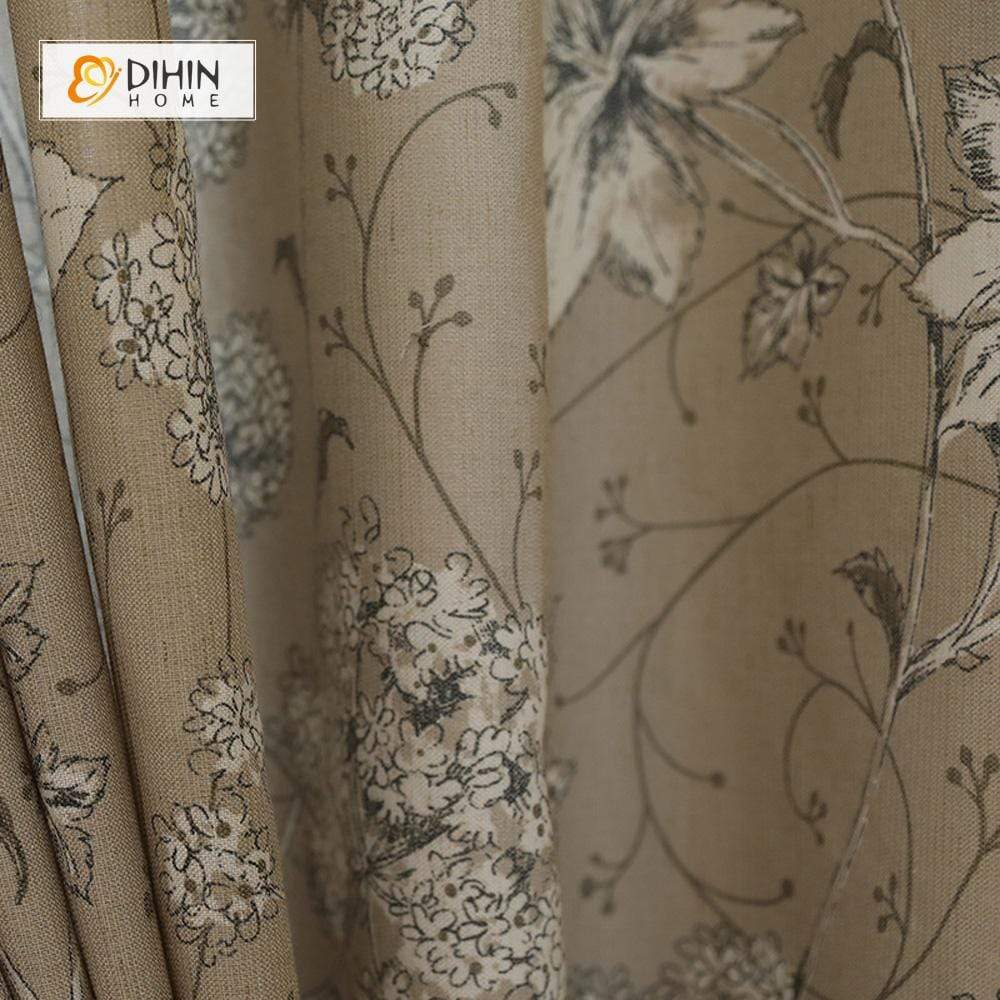 DIHIN HOME White Flowers Coffee Background Printed，Blackout Grommet Window Curtain for Living Room ,52x63-inch,1 Panel Roman Shades Curtains Window Blinds custom curtains blackout curtains curtains for living room sheer curtains curtain fabric linen curtains kitchen curtains velvet curtains pinch pleat curtains bay window curtains outdoor curtains pleated curtains floral curtains dining room curtains kitchen valances drapes for bedroom patio curtains nursery curtains grommet curtains