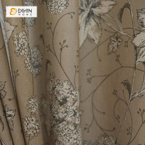 DIHIN HOME White Flowers Coffee Background Printed，Blackout Grommet Window Curtain for Living Room ,52x63-inch,1 Panel Roman Shades Curtains Window Blinds custom curtains blackout curtains curtains for living room sheer curtains curtain fabric linen curtains kitchen curtains velvet curtains pinch pleat curtains bay window curtains outdoor curtains pleated curtains floral curtains dining room curtains kitchen valances drapes for bedroom patio curtains nursery curtains grommet curtains