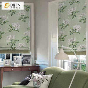 DIHIN HOME White Flowers Printed Roman Shades ,Easy Install Washable Curtains ,Customized Window Curtain Drape, 24"W X 64"H Roman Shades Curtains Window Blinds custom curtains blackout curtains curtains for living room sheer curtains curtain fabric linen curtains kitchen curtains velvet curtains pinch pleat curtains bay window curtains outdoor curtains pleated curtains floral curtains dining room curtains kitchen valances drapes for bedroom patio curtains nursery curtains grommet curtains