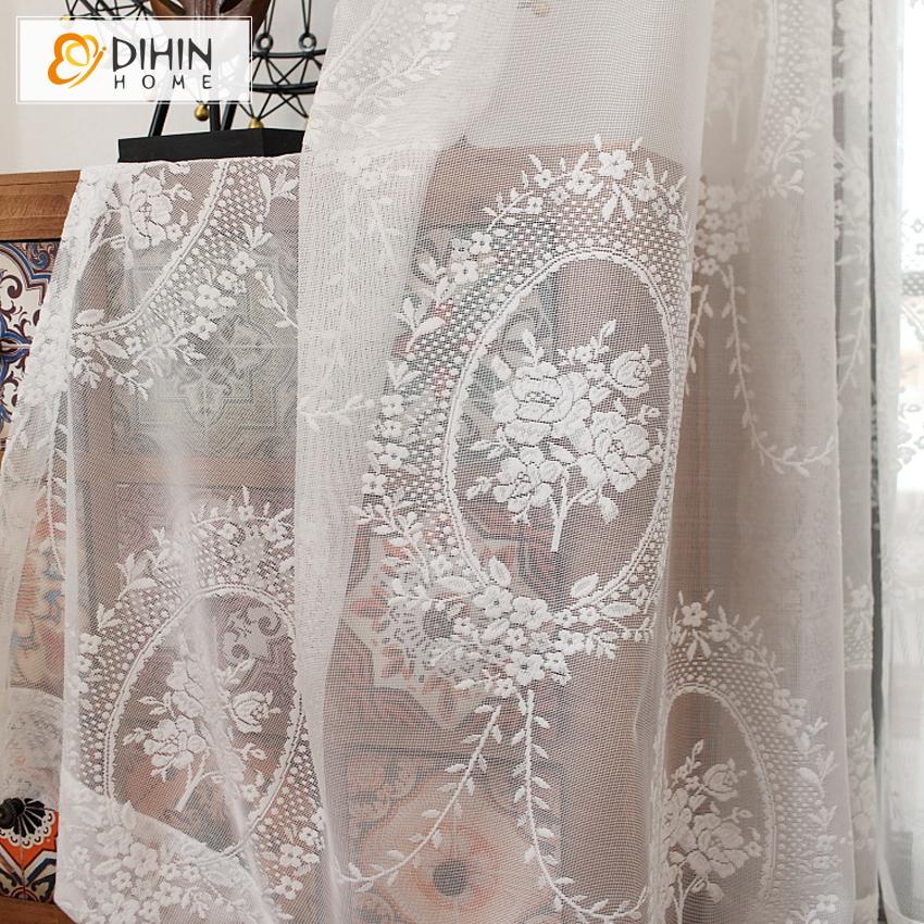 DIHIN HOME White Lace Embroidery ,Sheer Curtain, Grommet Window Curtain for Living Room ,52x63-inch,1 Panel Roman Shades Curtains Window Blinds custom curtains blackout curtains curtains for living room sheer curtains curtain fabric linen curtains kitchen curtains velvet curtains pinch pleat curtains bay window curtains outdoor curtains pleated curtains floral curtains dining room curtains kitchen valances drapes for bedroom patio curtains nursery curtains grommet curtains