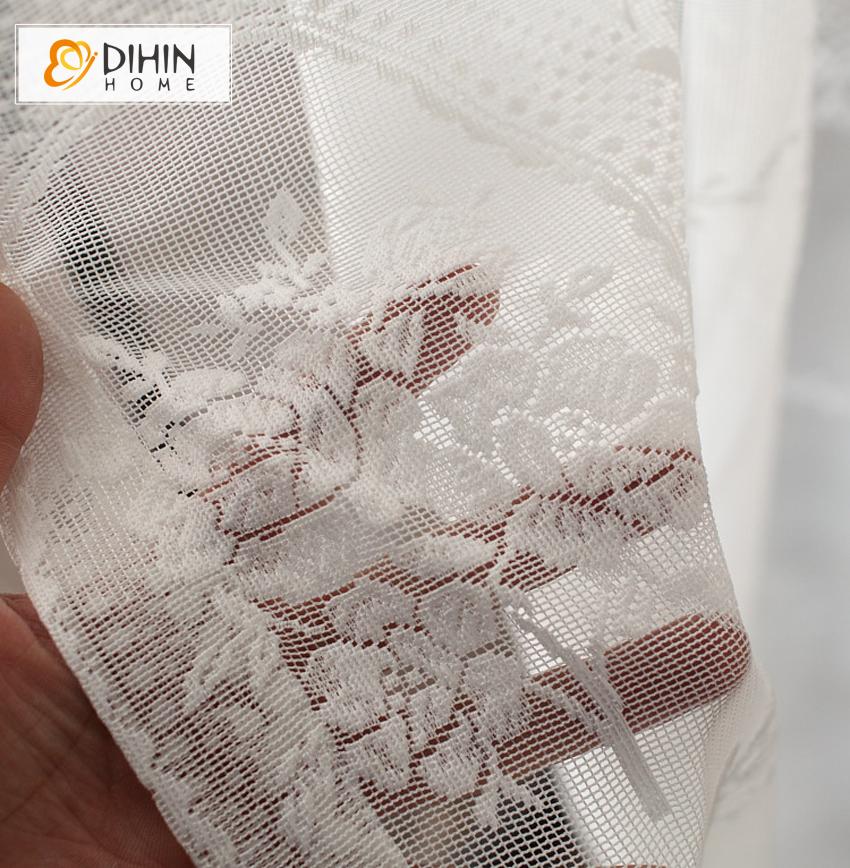 DIHIN HOME White Lace Embroidery ,Sheer Curtain, Grommet Window Curtain for Living Room ,52x63-inch,1 Panel Roman Shades Curtains Window Blinds custom curtains blackout curtains curtains for living room sheer curtains curtain fabric linen curtains kitchen curtains velvet curtains pinch pleat curtains bay window curtains outdoor curtains pleated curtains floral curtains dining room curtains kitchen valances drapes for bedroom patio curtains nursery curtains grommet curtains