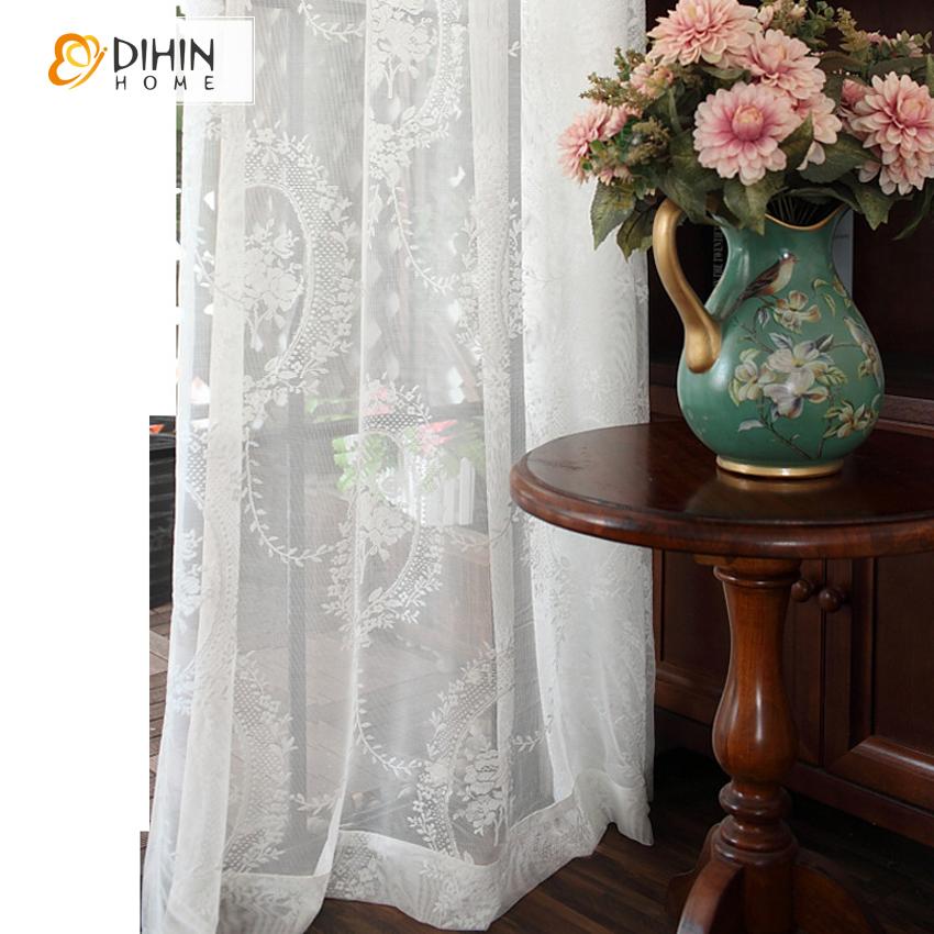 DIHIN HOME White Lace Embroidery ,Sheer Curtain, Grommet Window Curtain for Living Room ,52x63-inch,1 Panel Roman Shades Curtains Window Blinds custom curtains blackout curtains curtains for living room sheer curtains curtain fabric linen curtains kitchen curtains velvet curtains pinch pleat curtains bay window curtains outdoor curtains pleated curtains floral curtains dining room curtains kitchen valances drapes for bedroom patio curtains nursery curtains grommet curtains