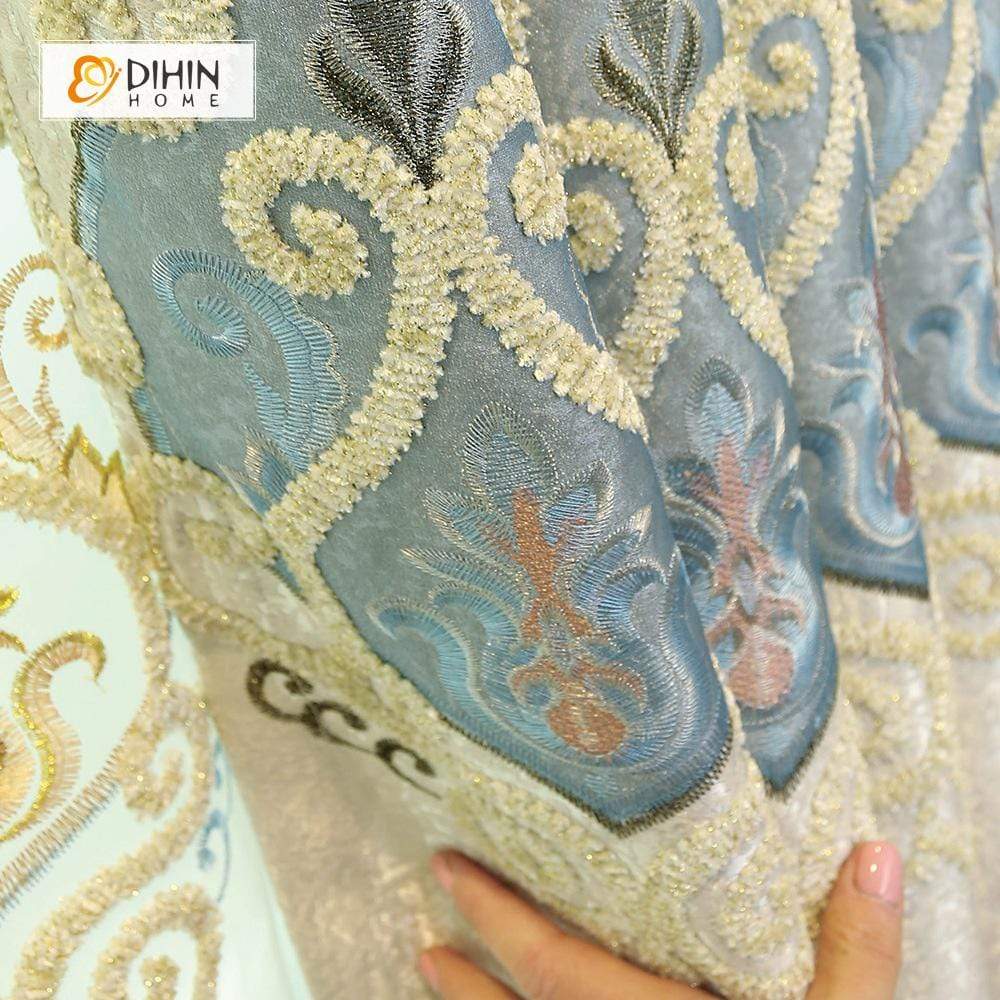 DIHIN HOME White Luxurious Embroidered Valance ,Blackout Curtains Grommet Window Curtain for Living Room ,52x84-inch,1 Panel Curtains custom curtains blackout curtains curtains for living room curtain fabric linen curtains