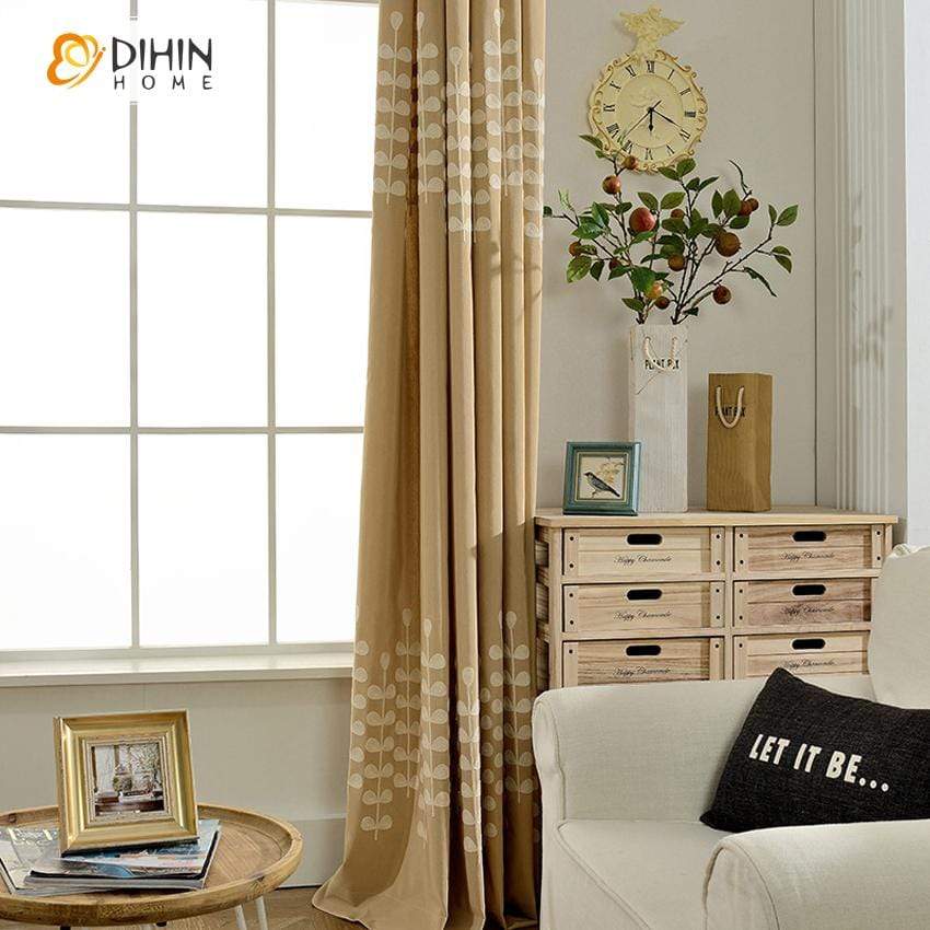 DIHIN HOME White Plants Brown Blackground Embroidered,Blackout Grommet Window Curtain for Living Room ,52x63-inch,1 Panel Roman Shades Curtains Window Blinds custom curtains blackout curtains curtains for living room sheer curtains curtain fabric linen curtains kitchen curtains velvet curtains pinch pleat curtains bay window curtains outdoor curtains pleated curtains floral curtains dining room curtains kitchen valances drapes for bedroom patio curtains nursery curtains grommet curtains