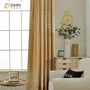 DIHIN HOME White Plants Brown Blackground Embroidered,Blackout Grommet Window Curtain for Living Room ,52x63-inch,1 Panel Roman Shades Curtains Window Blinds custom curtains blackout curtains curtains for living room sheer curtains curtain fabric linen curtains kitchen curtains velvet curtains pinch pleat curtains bay window curtains outdoor curtains pleated curtains floral curtains dining room curtains kitchen valances drapes for bedroom patio curtains nursery curtains grommet curtains