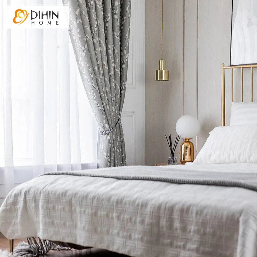 DIHIN HOME Wintersweet Printed,Blackout Grommet Window Curtain for Living Room,1 Panel Roman Shades Curtains Window Blinds custom curtains blackout curtains curtains for living room sheer curtains curtain fabric linen curtains kitchen curtains velvet curtains pinch pleat curtains bay window curtains outdoor curtains pleated curtains floral curtains dining room curtains kitchen valances drapes for bedroom patio curtains nursery curtains grommet curtains