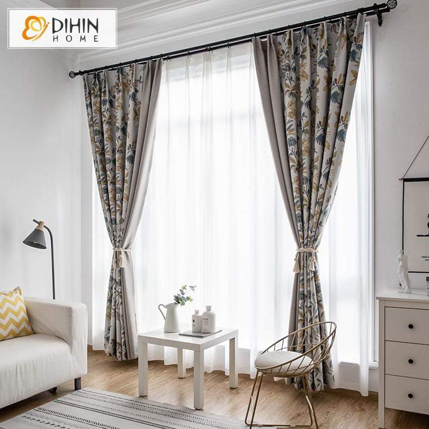 DIHIN HOME Yellow and Blue Leaves Printed,Blackout Grommet Window Curtain for Living Room ,52x63-inch,1 Panel Roman Shades Curtains Window Blinds custom curtains blackout curtains curtains for living room sheer curtains curtain fabric linen curtains kitchen curtains velvet curtains pinch pleat curtains bay window curtains outdoor curtains pleated curtains floral curtains dining room curtains kitchen valances drapes for bedroom patio curtains nursery curtains grommet curtains