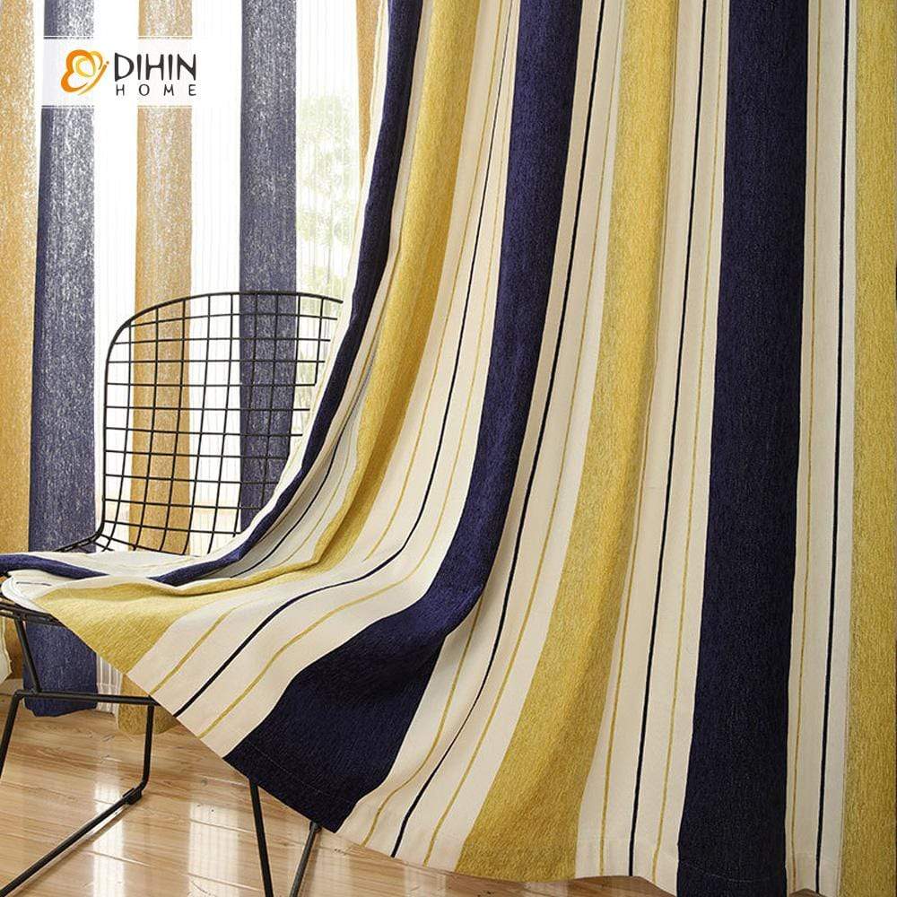 DIHIN HOME Yellow Beige Blue Curtain ，Blackout Grommet Window Curtain for Living Room ,52x63-inch,1 Panel Roman Shades Curtains Window Blinds custom curtains blackout curtains curtains for living room sheer curtains curtain fabric linen curtains kitchen curtains velvet curtains pinch pleat curtains bay window curtains outdoor curtains pleated curtains floral curtains dining room curtains kitchen valances drapes for bedroom patio curtains nursery curtains grommet curtains