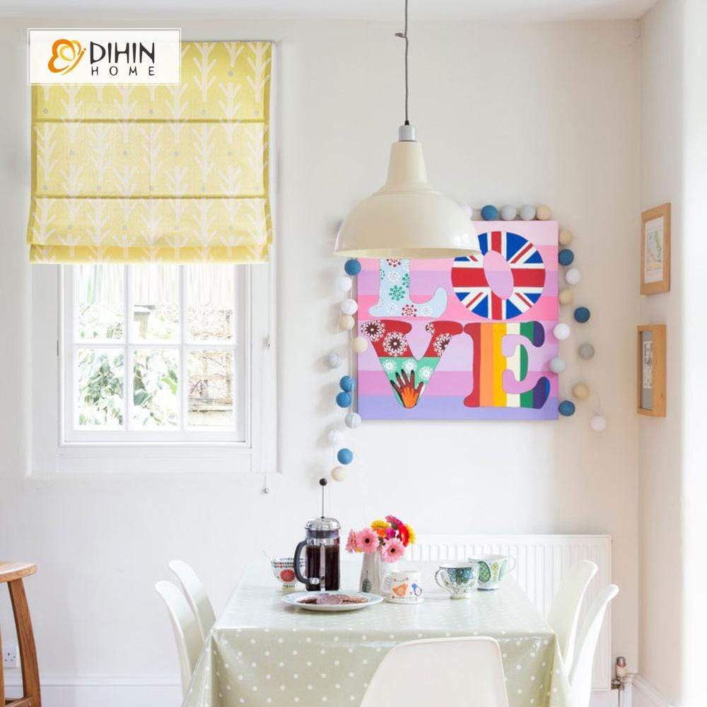 DIHIN HOME Yellow Branch Printed Roman Shades ,Easy Install Washable Curtains ,Customized Window Curtain Drape, 24"W X 64"H Roman Shades Curtains Window Blinds custom curtains blackout curtains curtains for living room sheer curtains curtain fabric linen curtains kitchen curtains velvet curtains pinch pleat curtains bay window curtains outdoor curtains pleated curtains floral curtains dining room curtains kitchen valances drapes for bedroom patio curtains nursery curtains grommet curtains