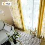 DIHIN HOME Yellow Flower and Branch Printed，Blackout Grommet Window Curtain for Living Room ,52x63-inch,1 Panel Curtains custom curtains blackout curtains curtains for living room curtain fabric linen curtains
