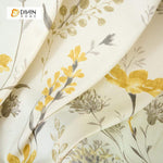 DIHIN HOME Yellow Flower and Branch Printed，Blackout Grommet Window Curtain for Living Room ,52x63-inch,1 Panel Curtains custom curtains blackout curtains curtains for living room curtain fabric linen curtains
