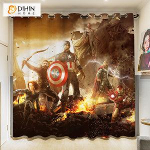 DIHINHOME Home Textile 3D Printed Curtain DIHIN HOME 3D Cartoon Printed High Blackout Curtains,Window Curtains Grommet Curtain For Living Room,1 Panel Included,DH026