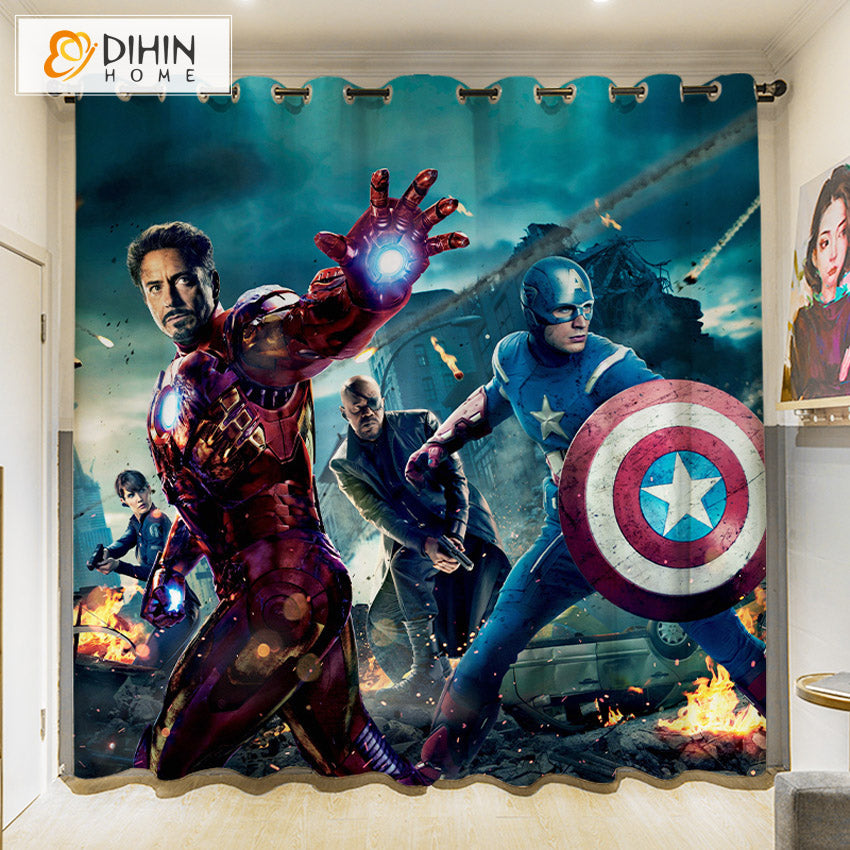 DIHINHOME Home Textile 3D Printed Curtain DIHIN HOME 3D Cartoon Printed High Blackout Curtains,Window Curtains Grommet Curtain For Living Room,1 Panel Included,DH030