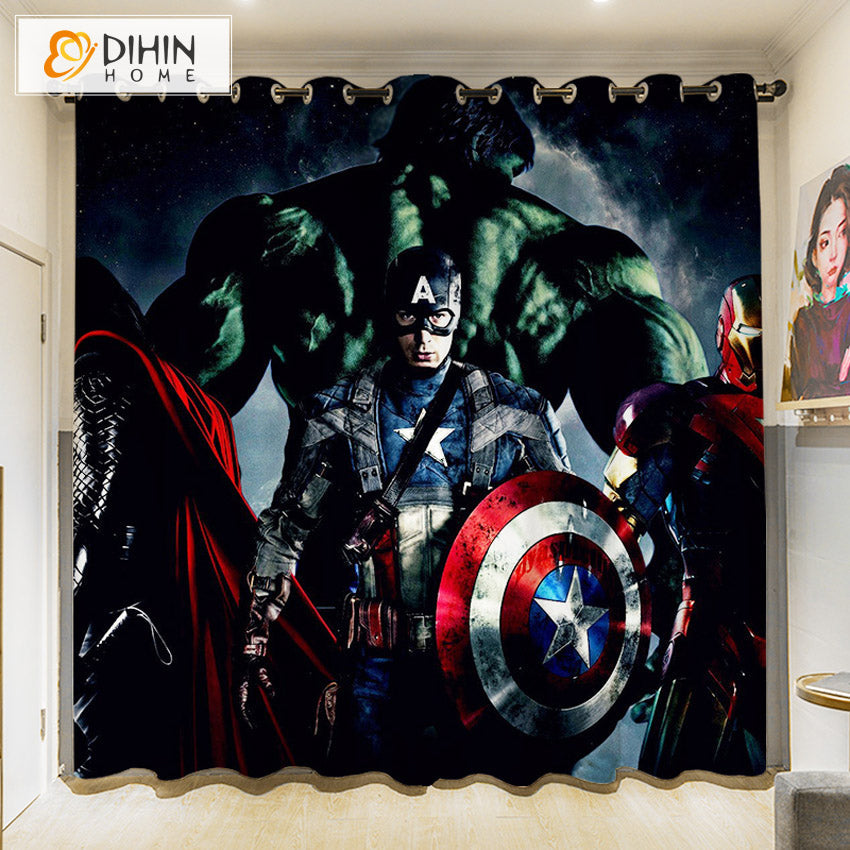 DIHINHOME Home Textile 3D Printed Curtain DIHIN HOME 3D Cartoon Printed High Blackout Curtains,Window Curtains Grommet Curtain For Living Room,1 Panel Included,DH037