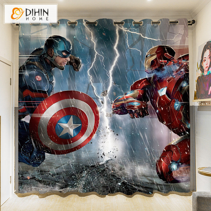 DIHINHOME Home Textile 3D Printed Curtain DIHIN HOME 3D Cartoon Printed High Blackout Curtains,Window Curtains Grommet Curtain For Living Room,1 Panel Included,DH042