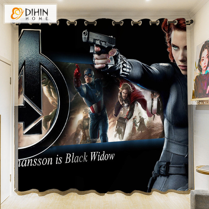 DIHINHOME Home Textile 3D Printed Curtain DIHIN HOME 3D Cartoon Printed High Blackout Curtains,Window Curtains Grommet Curtain For Living Room,1 Panel Included,DH050