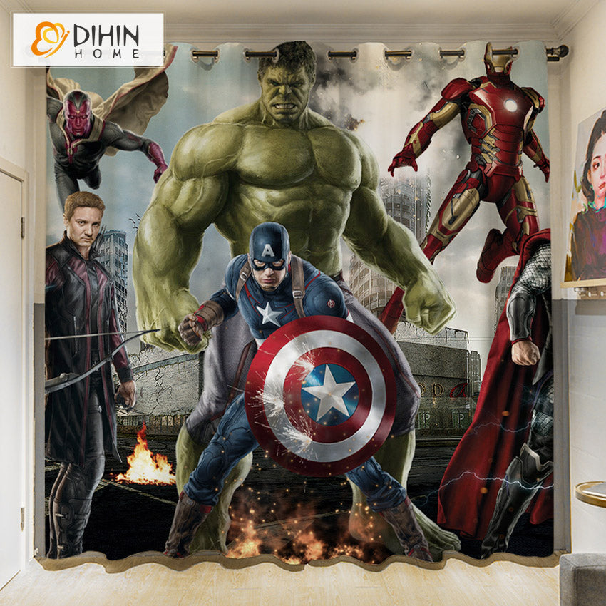 DIHINHOME Home Textile 3D Printed Curtain DIHIN HOME 3D Cartoon Printed High Blackout Curtains,Window Curtains Grommet Curtain For Living Room,1 Panel Included,DH056