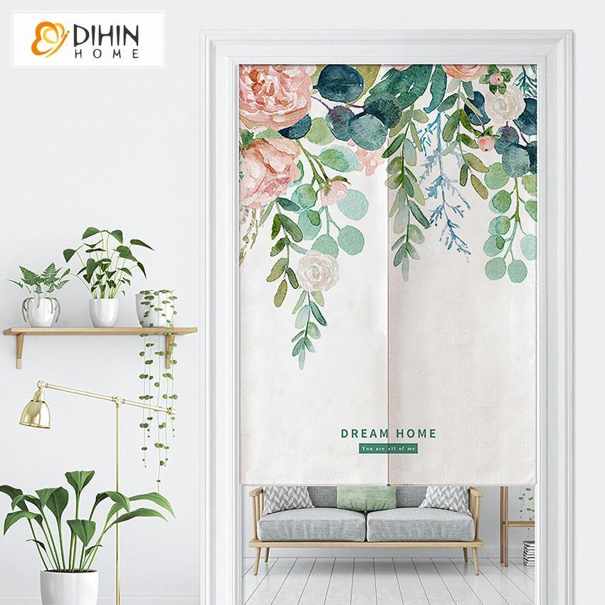 DIHIN HOME Dream Home Printed Japanese Noren Doorway Curtain Tapestry,Cotton Linen,Door Way Curtain Door Hanging Tapestry,33.5''Wx59''L,1 Panel