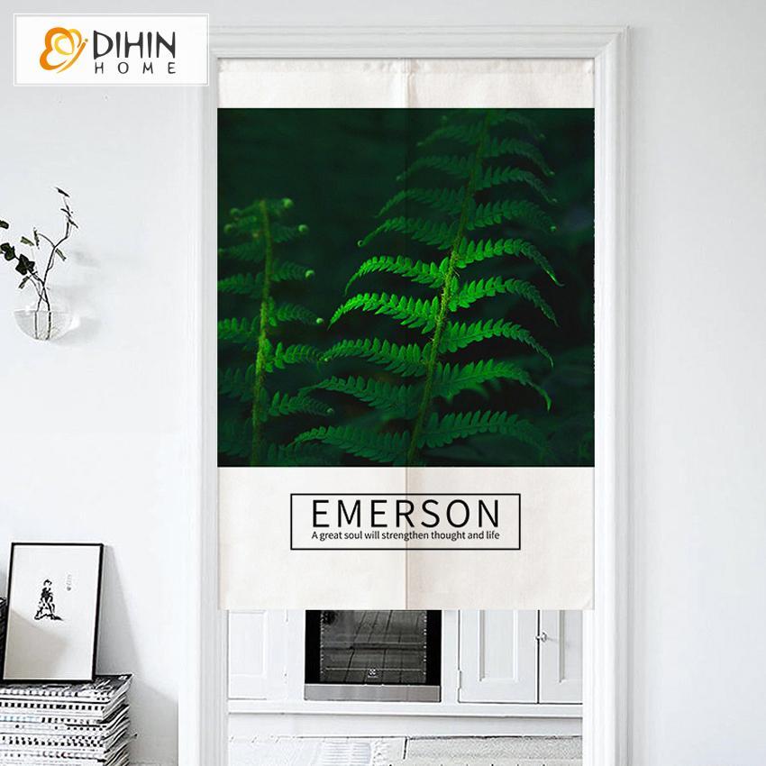 DIHIN HOME Emerson Printed Japanese Noren Doorway Curtain Tapestry,Cotton Linen,Door Way Curtain Door Hanging Tapestry,33.5''Wx59''L,1 Panel