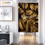 DIHIN HOME Golden Plant Printed Japanese Noren Doorway Curtain Tapestry,Cotton Linen,Door Way Curtain Door Hanging Tapestry,33.5''Wx59''L,1 Panel