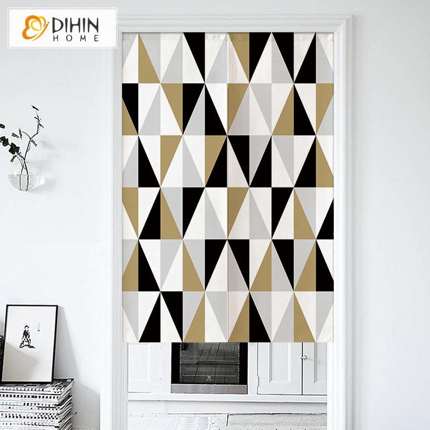 DIHIN HOME Modern Abstract Geometry Printed Japanese Noren Doorway Curtain Tapestry,Cotton Linen,Door Way Curtain Door Hanging Tapestry,33.5''Wx59''L,1 Panel