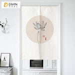 DIHIN HOME Pastoral Lotus Flower Printed Japanese Noren Doorway Curtain Tapestry,Cotton Linen,Door Way Curtain Door Hanging Tapestry,33.5''Wx59''L,1 Panel