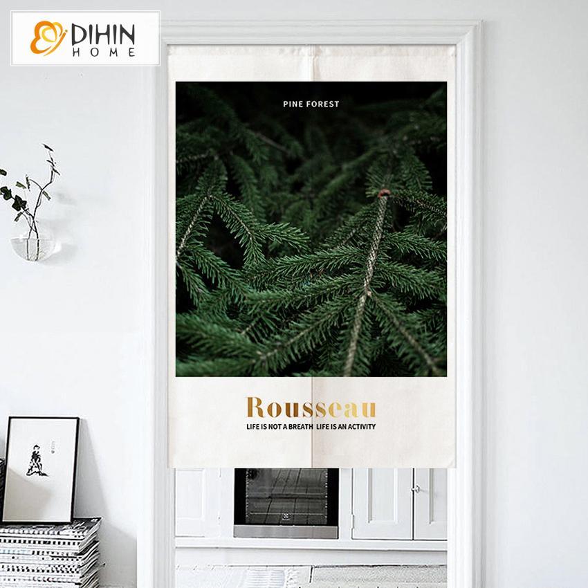 DIHIN HOME Pine Forest Printed Japanese Noren Doorway Curtain Tapestry,Cotton Linen,Door Way Curtain Door Hanging Tapestry,33.5''Wx59''L,1 Panel