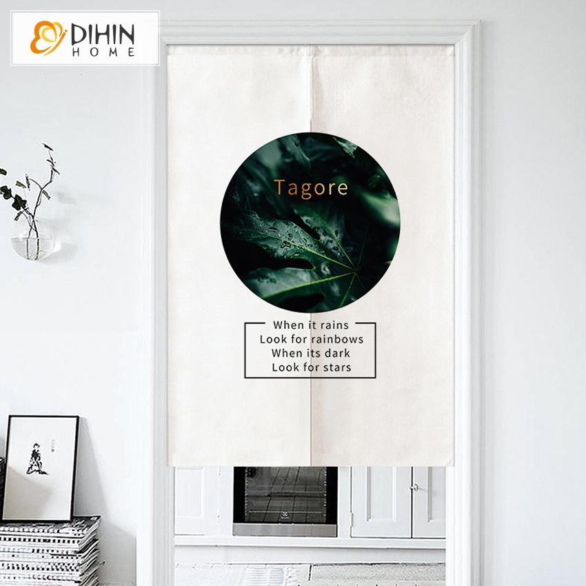DIHIN HOME Tagore Words Printed Japanese Noren Doorway Curtain Tapestry,Cotton Linen,Door Way Curtain Door Hanging Tapestry,33.5''Wx59''L,1 Panel